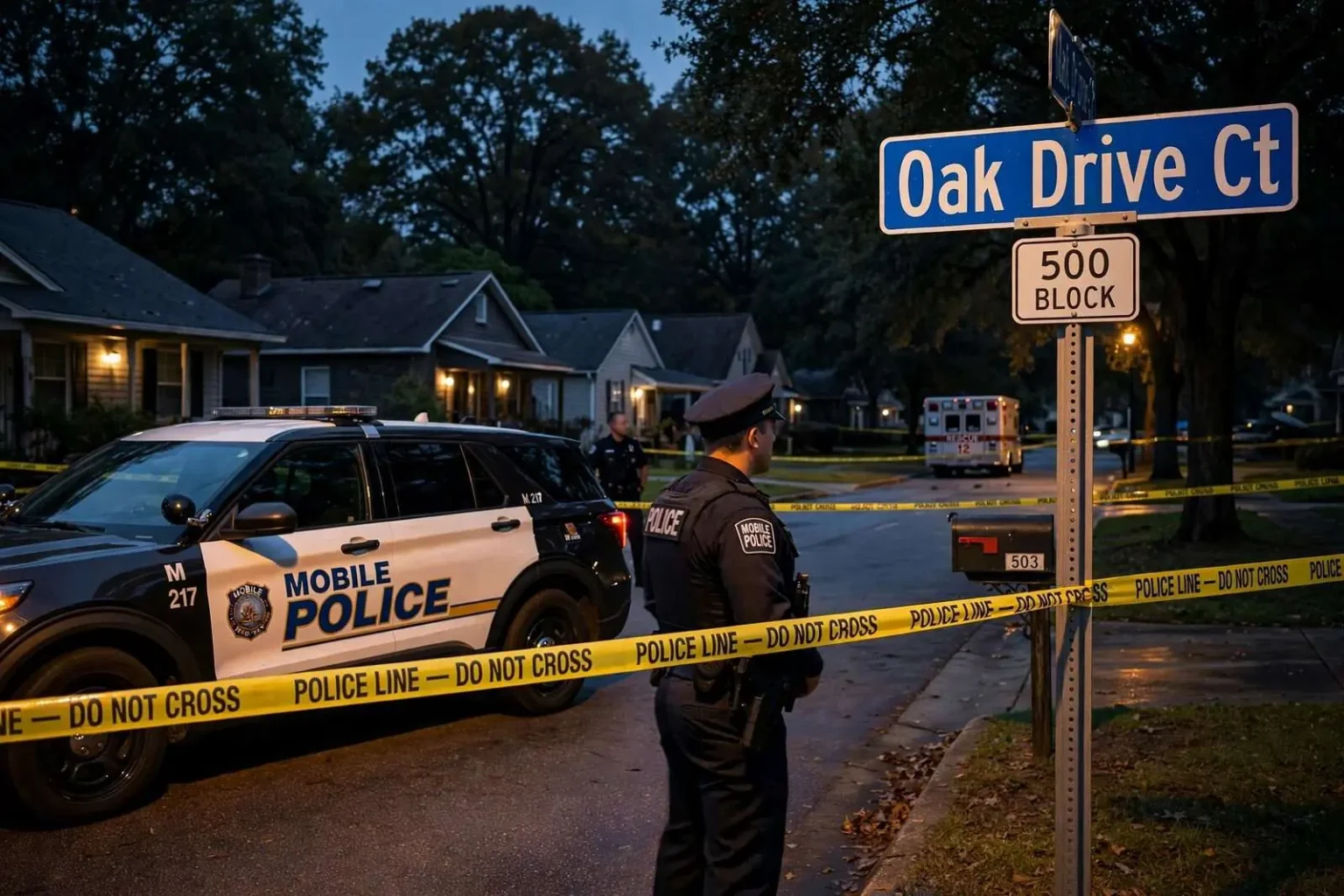 Illustration for the news story: Woman Hospitalized After Oak Drive Court Stabbing; Case Sent to Mobile County District Attorney