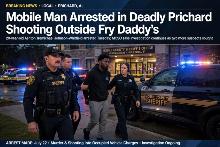 Illustration for the news story: Mobile Man Arrested in Deadly Prichard Shooting Outside Fry Daddy’s