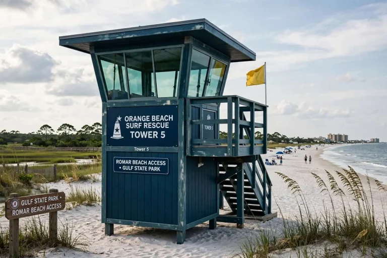 Illustration for the news story: Orange Beach Adds Third Enclosed Lifeguard Tower at Gulf State Park’s Romar Beach Access