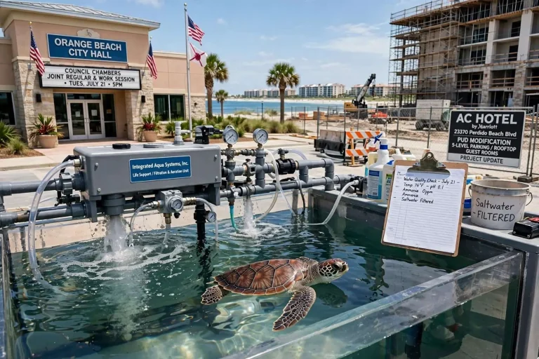 Illustration for the news story: Orange Beach Council Set to Fund Sea Turtle Facility Upgrade, Weigh AC Hotel PUD Changes