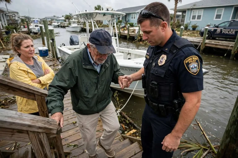 Illustration for the news story: Orange Beach Police Help Senior Reclaim Boat After Tropical Storm Bertha