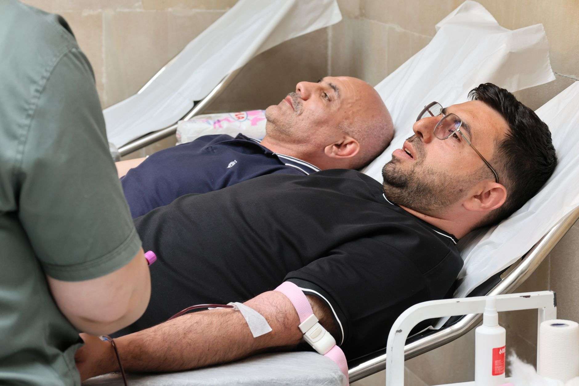 Blood donation at a blood drive