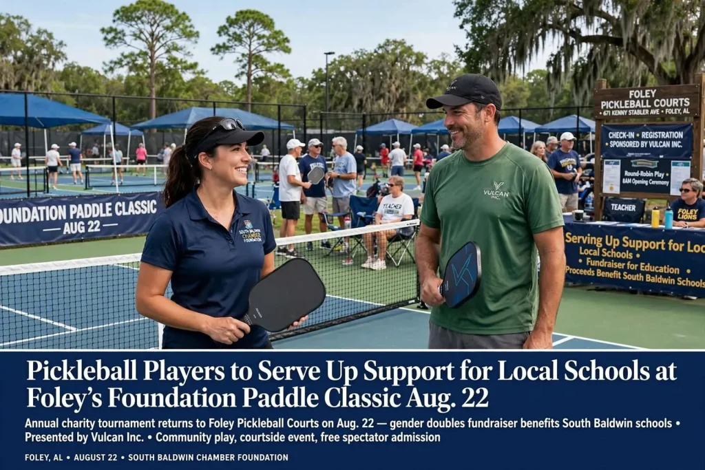 Illustration for the news story: Pickleball Players to Serve Up Support for Local Schools at Foley’s Foundation Paddle Classic Aug. 22