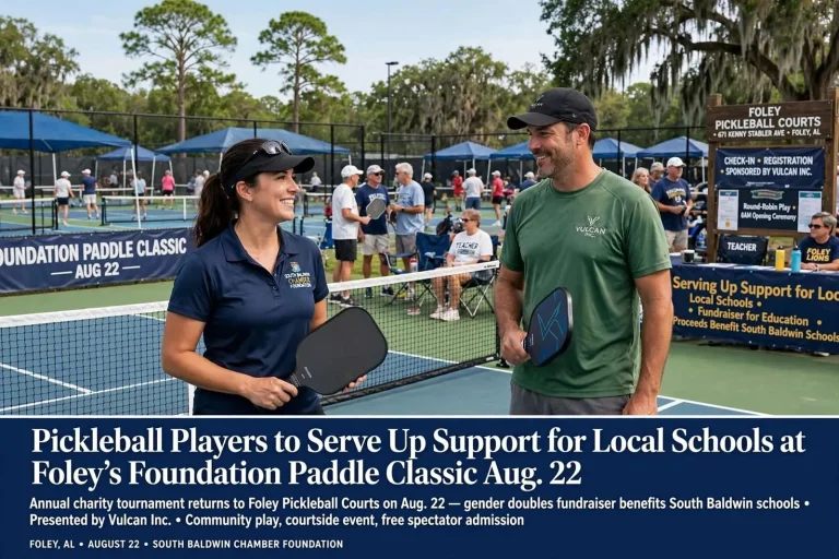 Illustration for the news story: Pickleball Players to Serve Up Support for Local Schools at Foley’s Foundation Paddle Classic Aug. 22