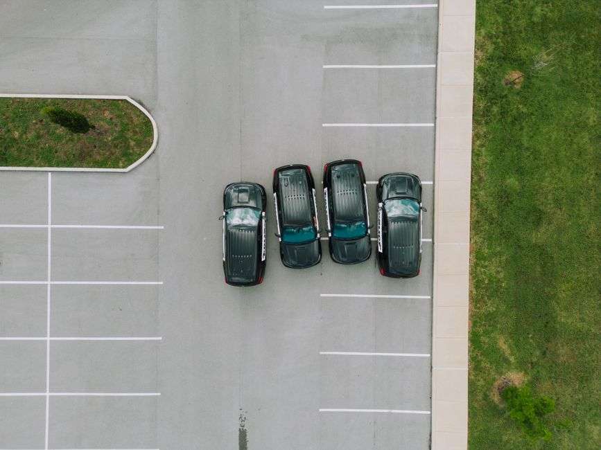 Marked sheriff patrol vehicles parked in a parking lot