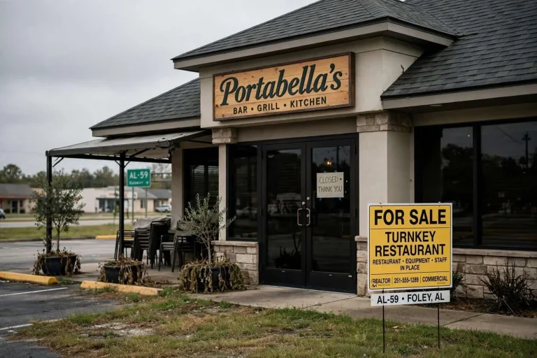 Illustration for the news story: Portabella’s Goes Up for Sale as Foley and Gulf Shores Restaurateurs Close Both Locations