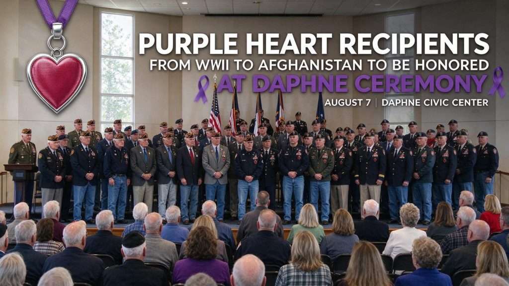 Illustration for the news story: Purple Heart Recipients From WWII to Afghanistan to Be Honored at Daphne Ceremony