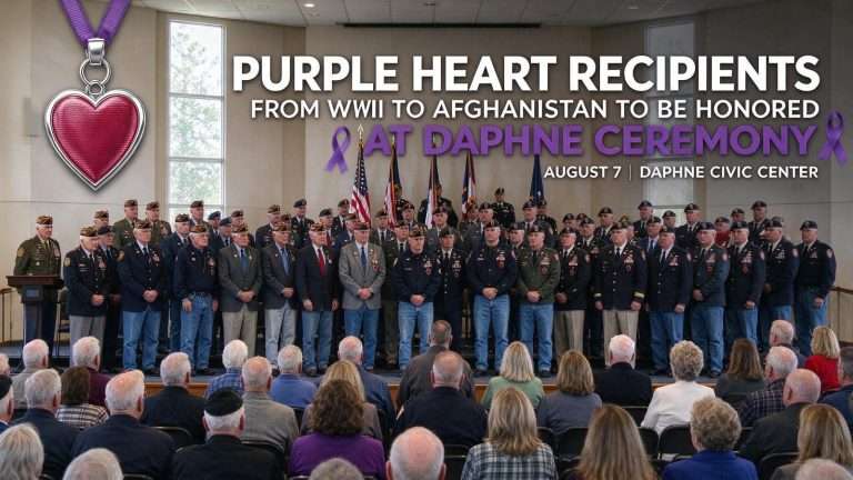 Illustration for the news story: Purple Heart Recipients From WWII to Afghanistan to Be Honored at Daphne Ceremony