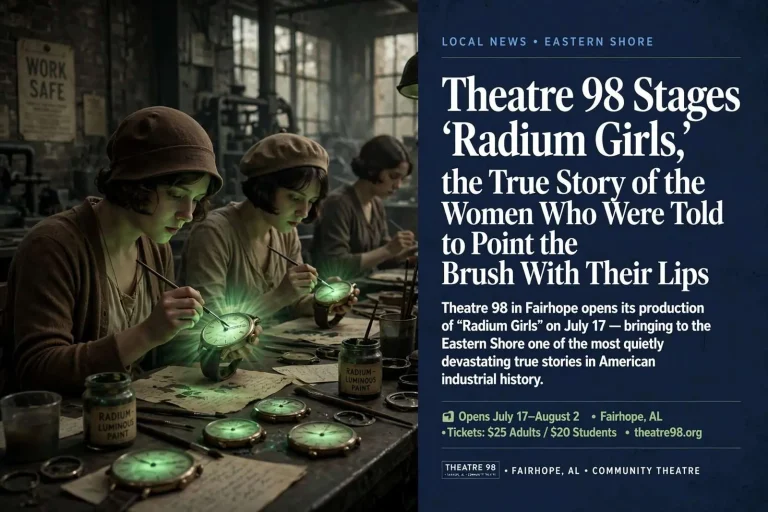 Illustration for the news story: Theatre 98 Stages ‘Radium Girls,’ the True Story of the Women Who Were Told to Point the Brush With Their Lips