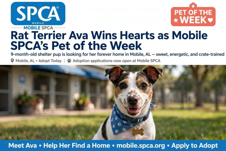 Illustration for the news story: Rat Terrier Ava Wins Hearts as Mobile SPCA’s Pet of the Week