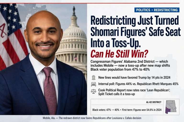 Illustration for the news story: Redistricting Just Turned Shomari Figures’ Safe Seat Into a Toss-Up. Can He Still Win?