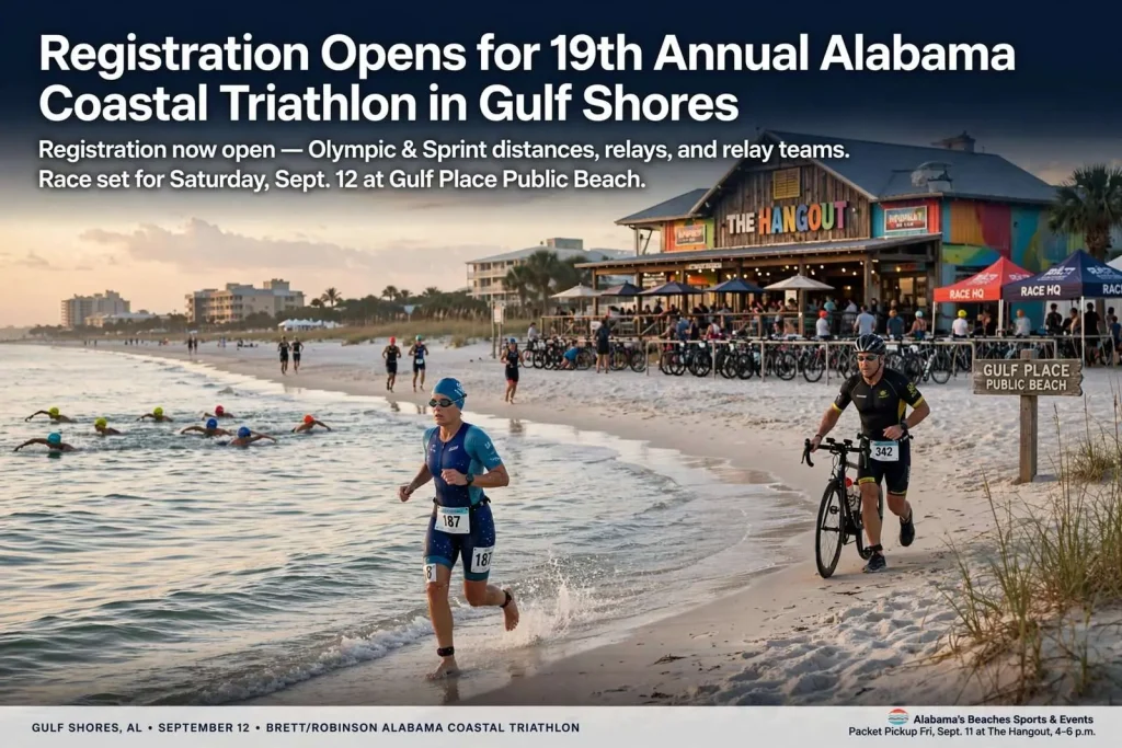 Illustration for the news story: Registration Opens for 19th Annual Alabama Coastal Triathlon in Gulf Shores