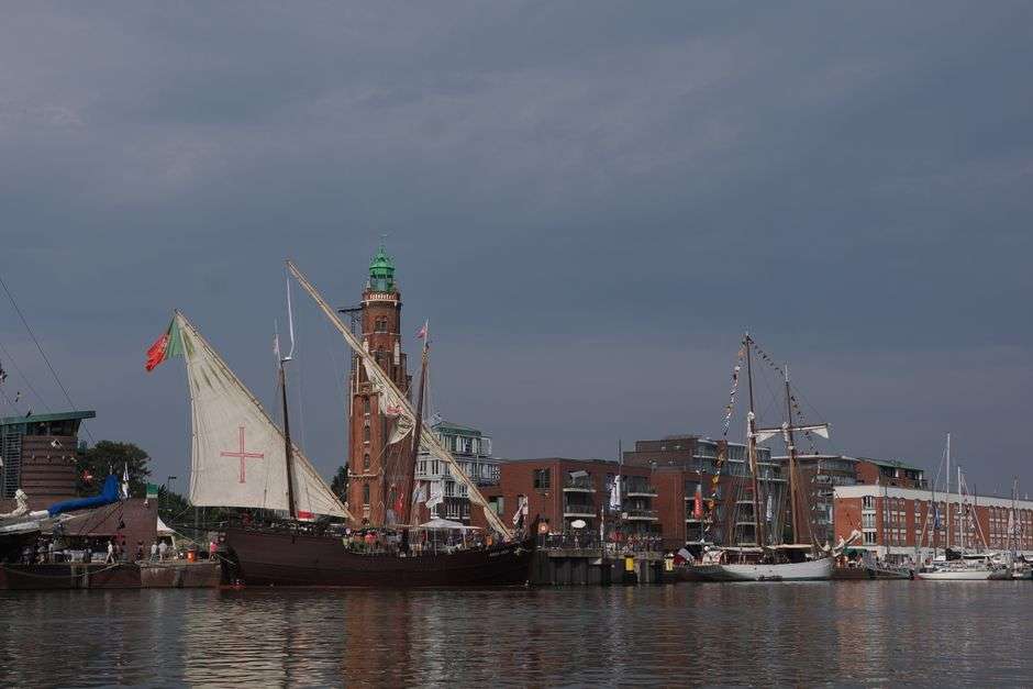 Maritime scene with a sailing vessel