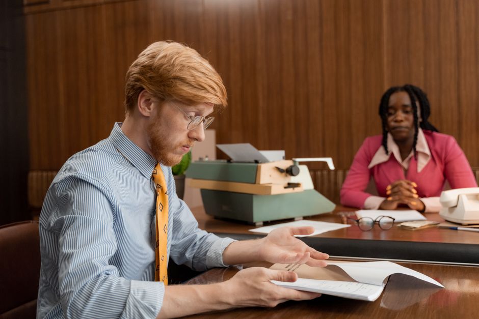 A school administrator in a professional office setting