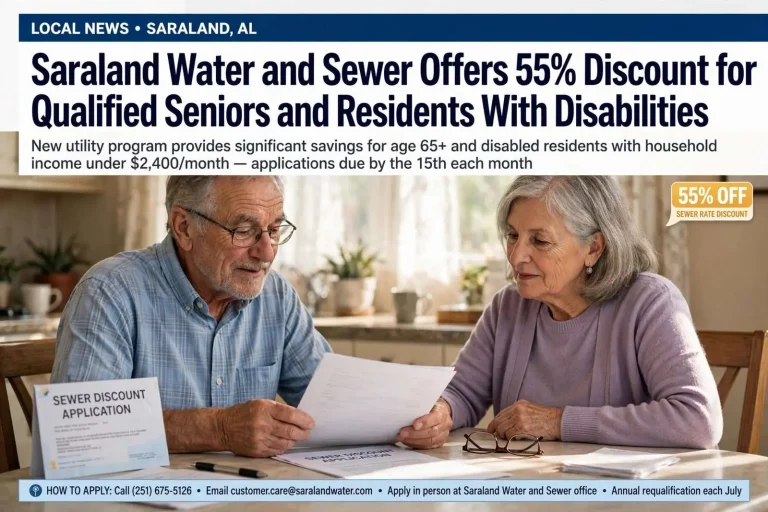 Illustration for the news story: Saraland Water and Sewer Offers Discount for Qualified Seniors and Residents With Disabilities