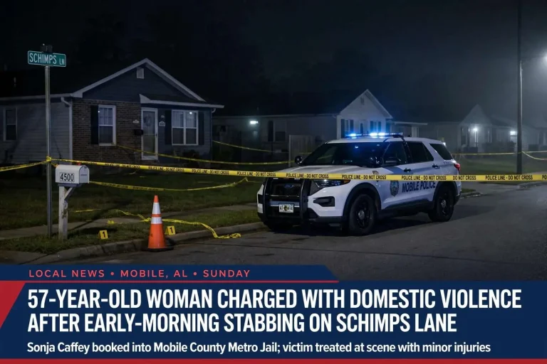 Illustration for the news story: 57-Year-Old Woman Charged With Domestic Violence After Early-Morning Stabbing on Schimps Lane