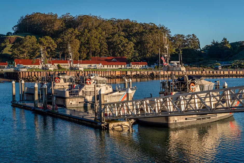 United States Coast Guard cutter on coastal water