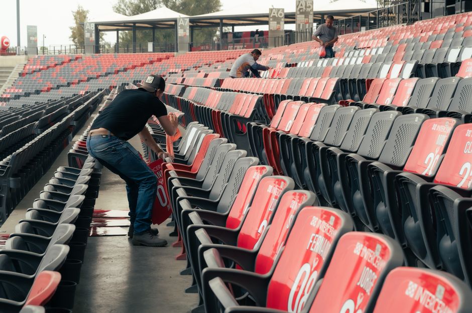 Football stadium representing Senior Bowl contract talks