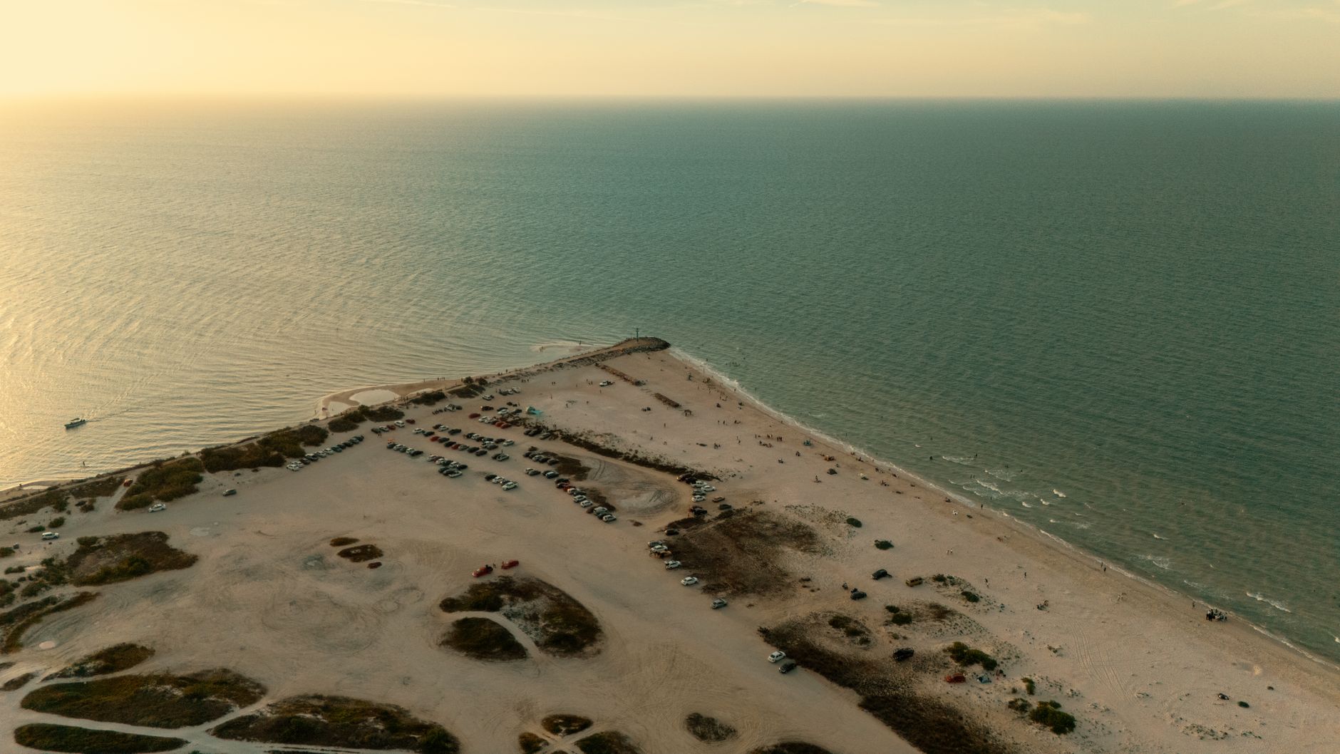 Marine research vessel and pier on the Gulf of Mexico coast