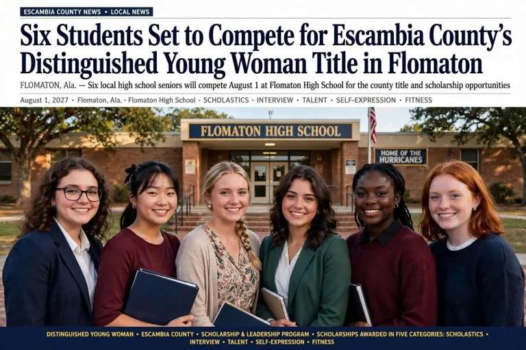 Illustration for the news story: Six Students Set to Compete for Escambia County’s Distinguished Young Woman Title in Flomaton