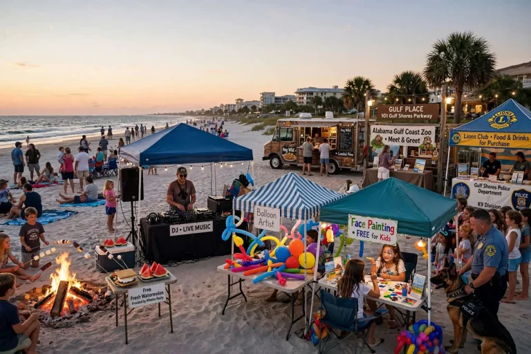 Illustration for the news story: S’mores on the Shore Returns to Gulf Shores Public Beach With Free Campfires and Music