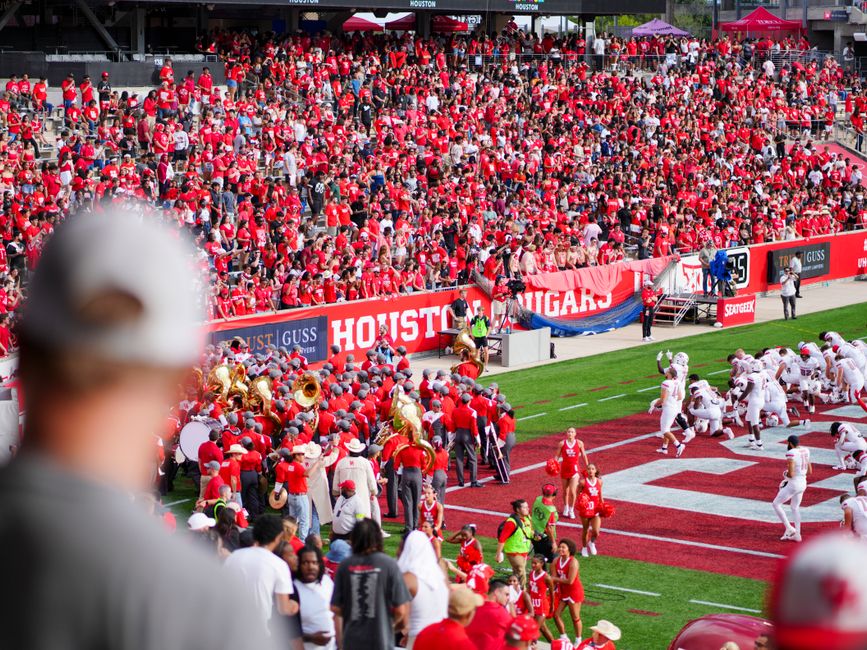 College sports fans gathered at a university athletics event
