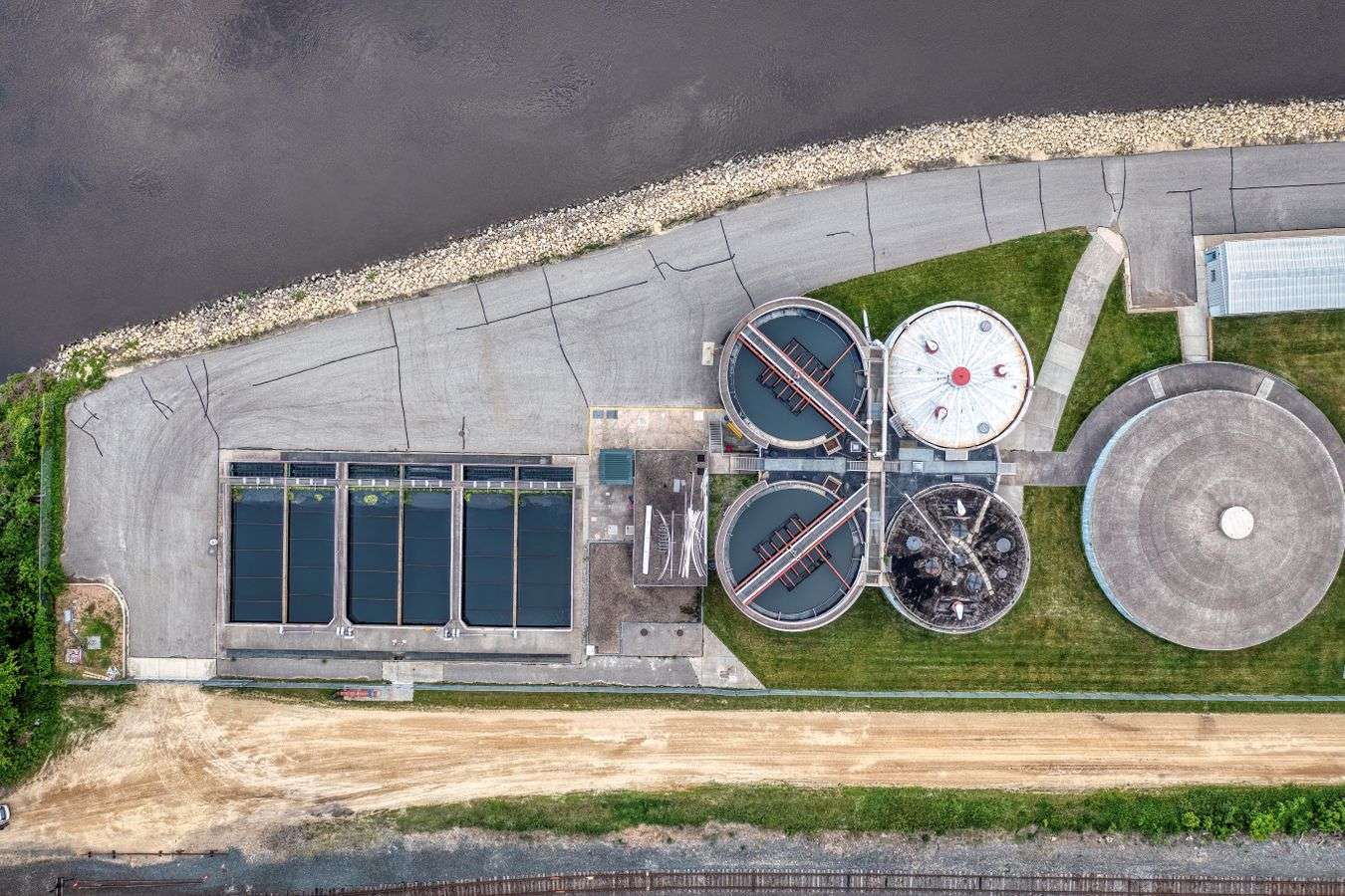 Aerial view of coastal estuary waters in south Mobile County, Alabama