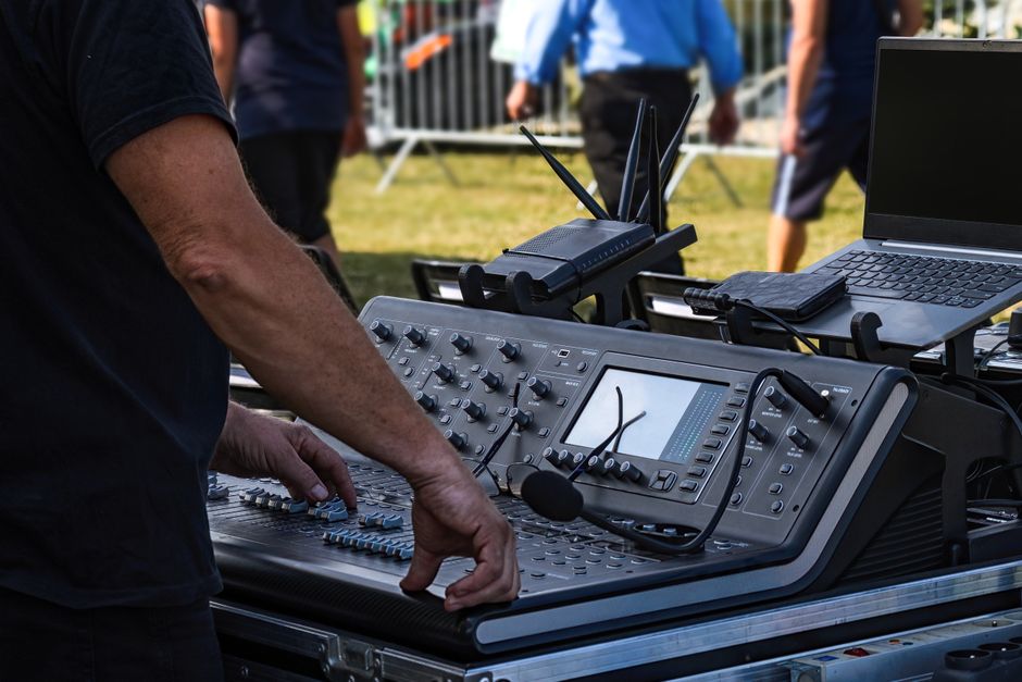 Radio station broadcast tent set up for a charity radiothon event