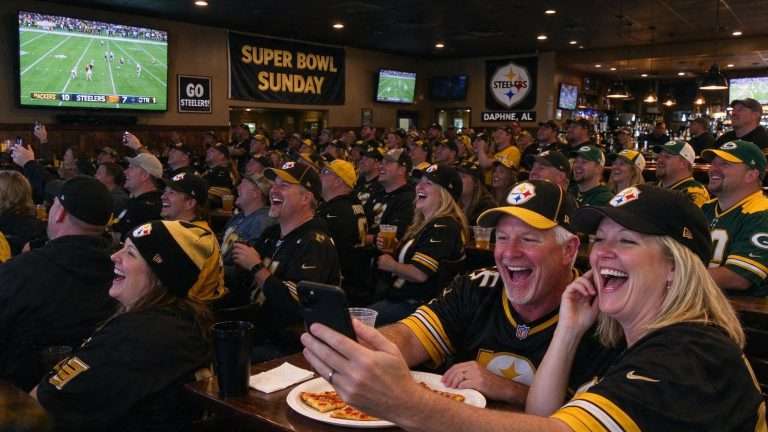 Illustration for the news story: Steelers and Packers Faithful Fill Daphne Restaurants for Super Bowl Sunday Watch Parties
