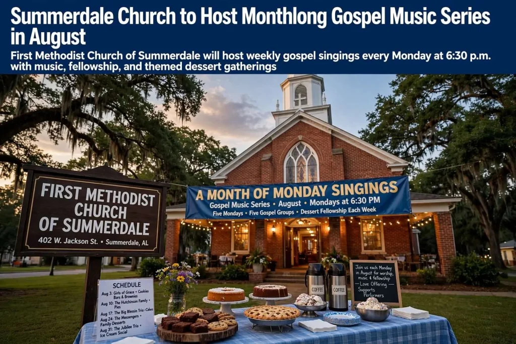 Illustration for the news story: Summerdale Church to Host Monthlong Gospel Music Series in August