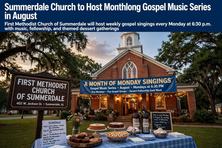 Illustration for the news story: Summerdale Church to Host Monthlong Gospel Music Series in August