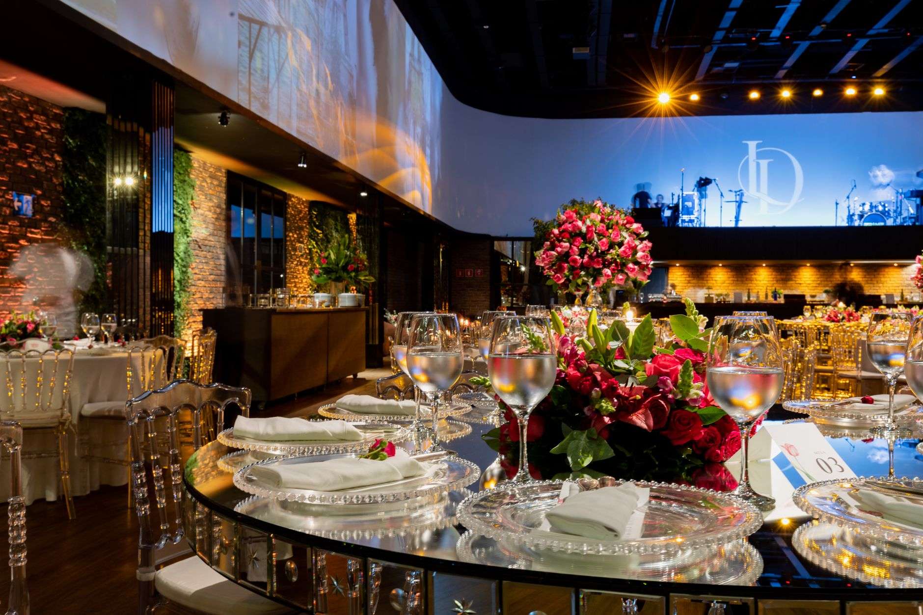 Banquet hall set up for a charity fundraising dinner
