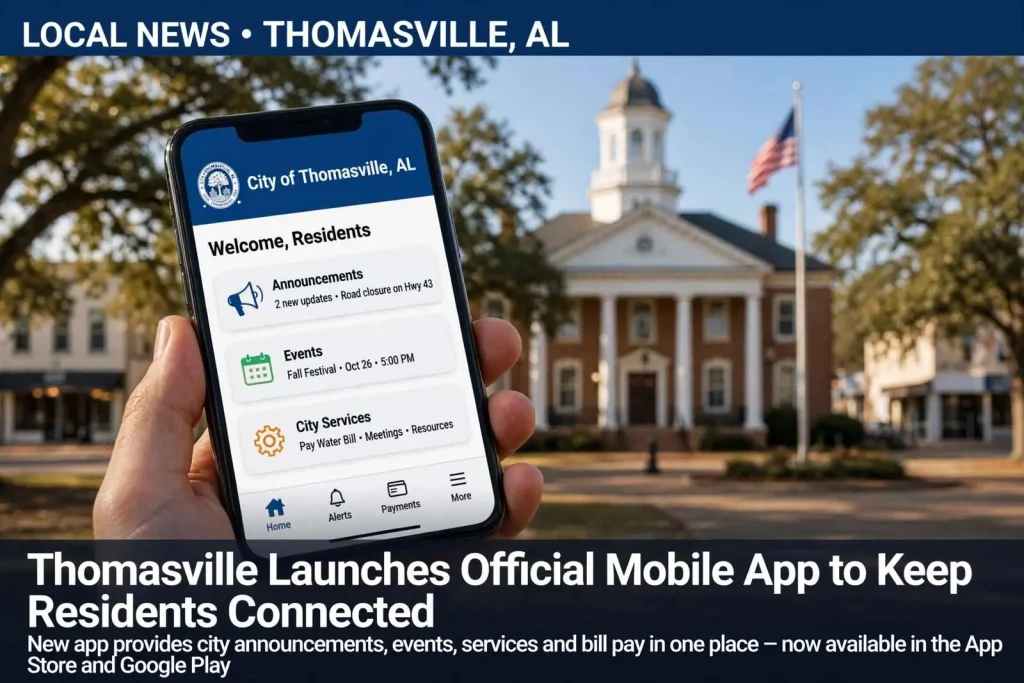 Illustration for the news story: Thomasville Launches Official Mobile App to Keep Residents Connected