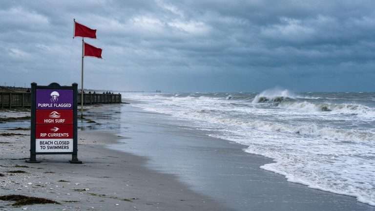 Illustration for the news story: Tropical Depression Two Grew Into Tropical Storm Bertha and Brought Rip Currents, Heavy Surf to the Alabama Coast