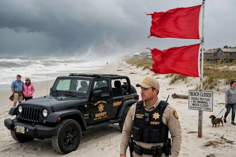 Illustration for the news story: Tropical Storm Bertha Closes Gulf Waters at Fort Morgan Beaches