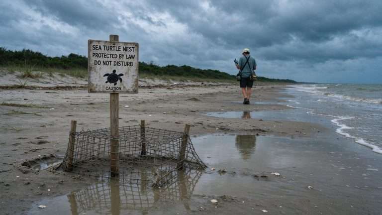 Illustration for the news story: Tropical Storm Bertha Submerges Most Sea Turtle Nests Along Alabama’s Gulf Coast