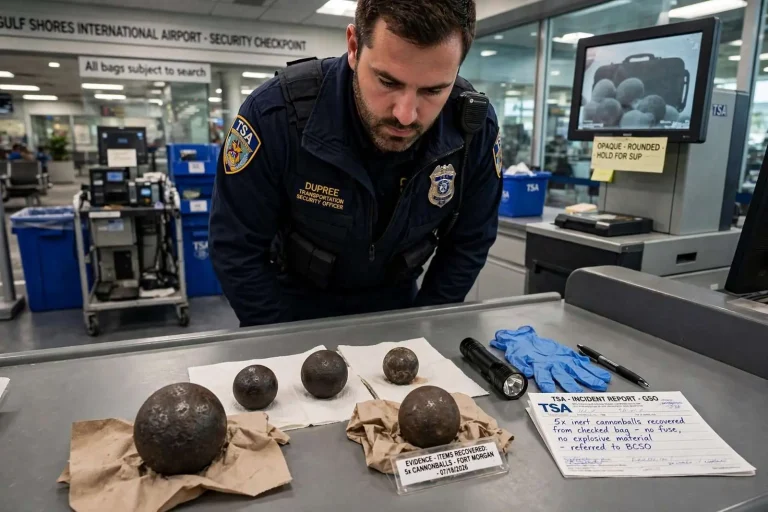 Illustration for the news story: TSA Screeners at Gulf Shores Airport Uncover Cannonballs Stolen From Fort Morgan