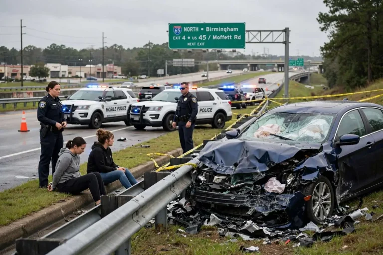 Illustration for the news story: Two Detained After Mobile Police Chase Ends in Crash Near I-65