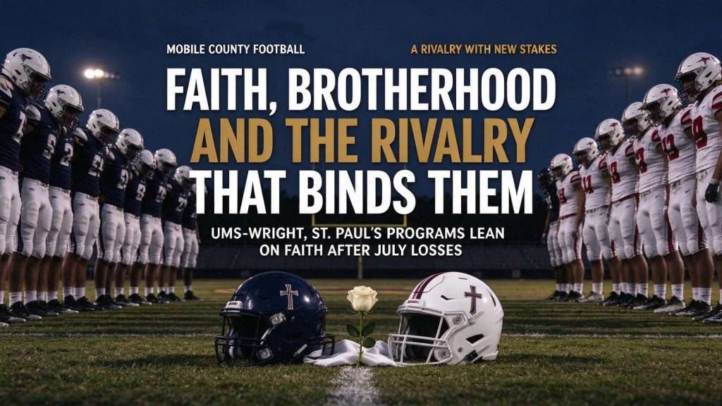 Illustration for the news story: UMS-Wright, St. Paul’s Football Programs Lean on Faith, Brotherhood After Losses