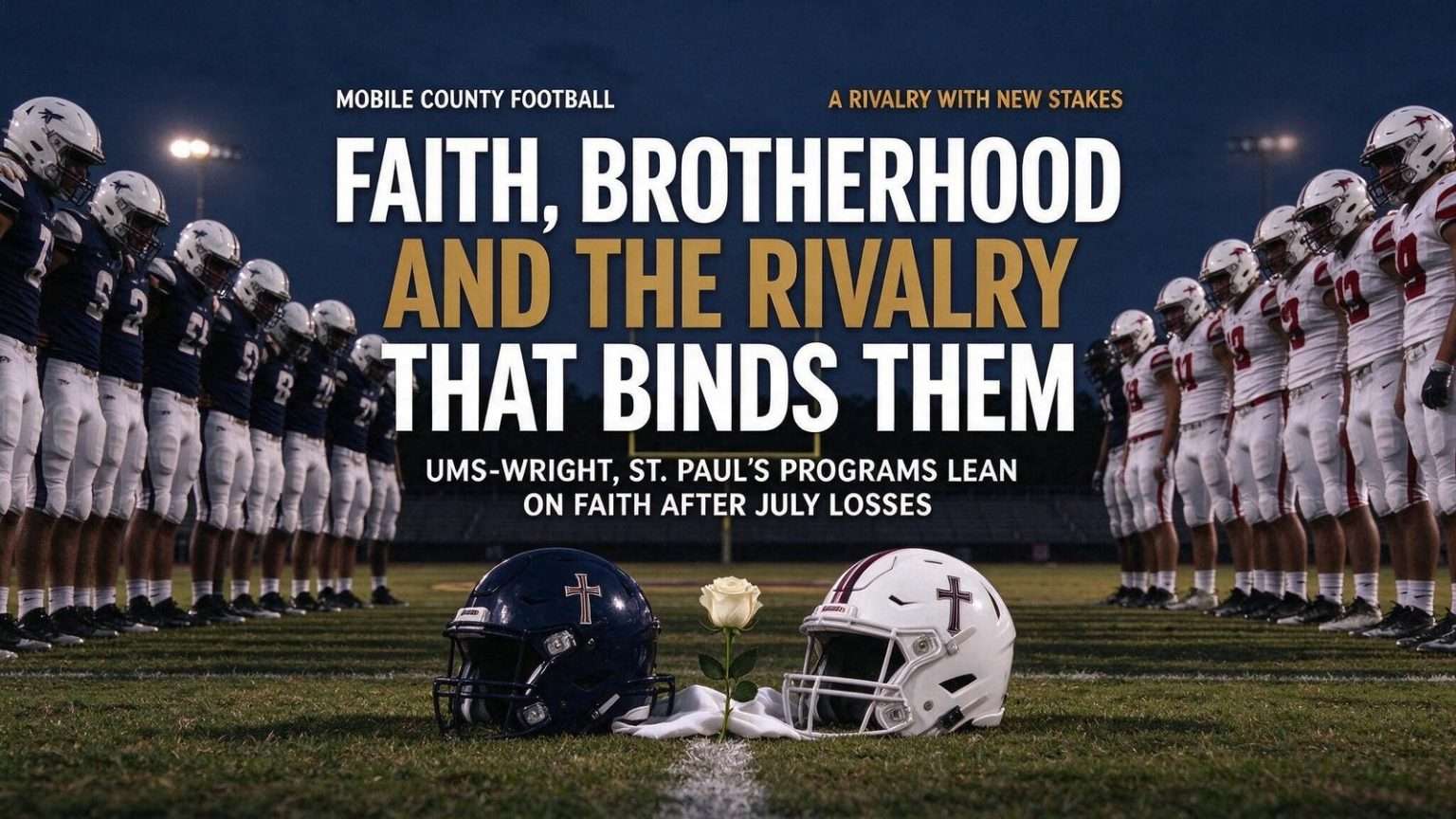 Illustration for the news story: UMS-Wright, St. Paul’s Football Programs Lean on Faith, Brotherhood After Losses