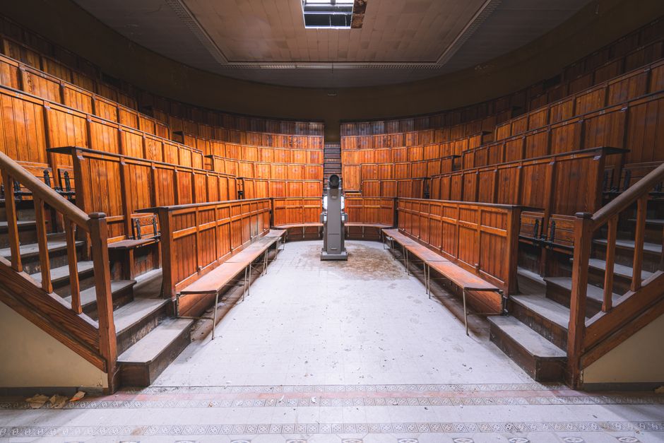 Historic lecture hall setting representing a Civil War history talk in Mobile