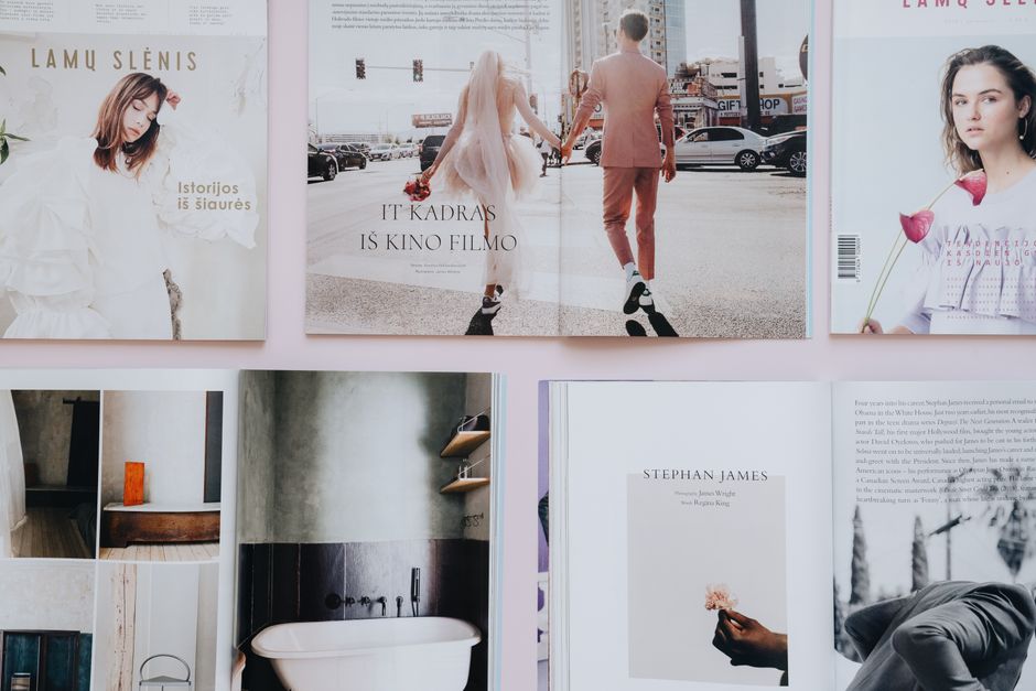 Printed magazine pages representing a local arts publication