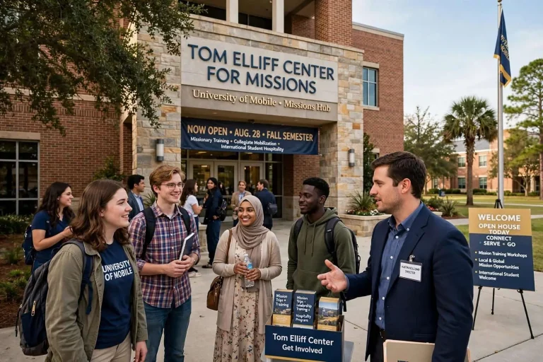 Illustration for the news story: The University of Mobile Will Open a New Missions Hub on Campus in Time for the Fall Semester