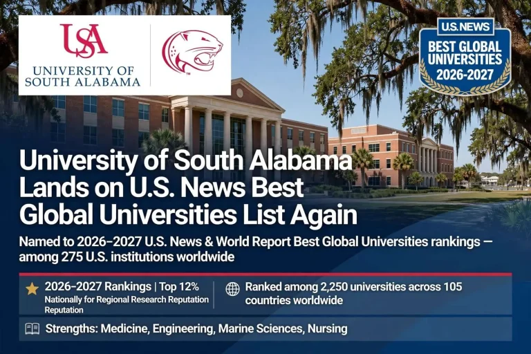 Illustration for the news story: University of South Alabama Lands on U.S. News Best Global Universities List Again