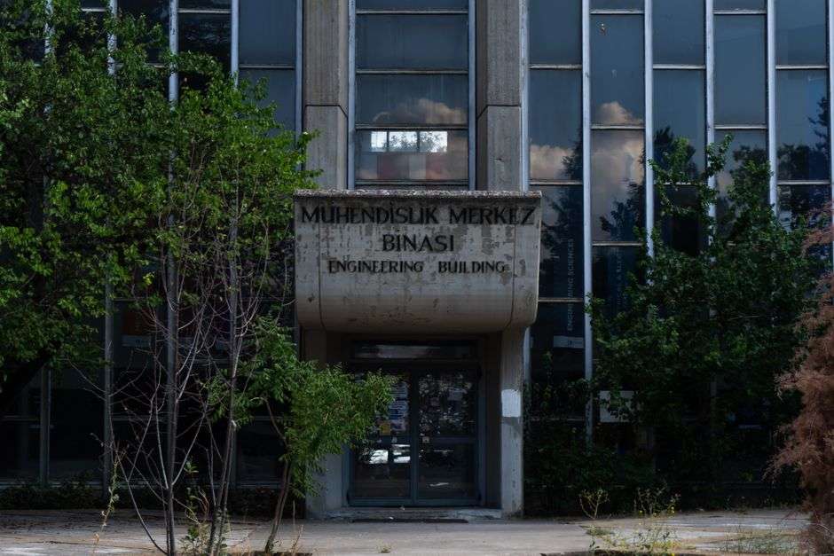 Engineering building exterior on a university campus
