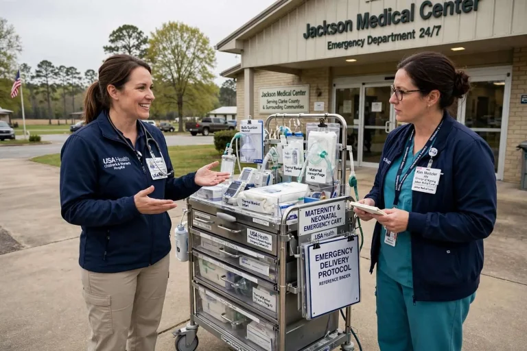 Illustration for the news story: USA Health Equips Rural Alabama Hospitals With Maternity, Newborn Emergency Kits