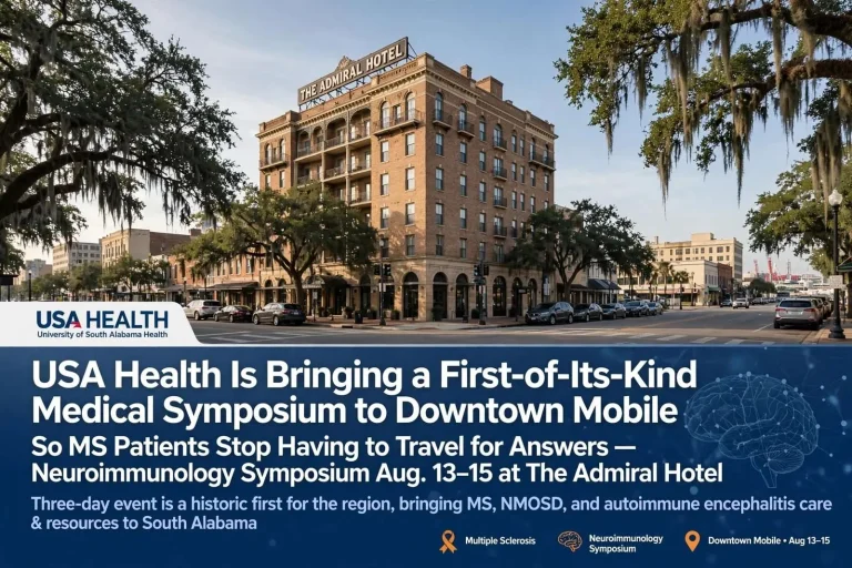 Illustration for the news story: USA Health Is Bringing a First-of-Its-Kind Medical Symposium to Downtown Mobile So MS Patients Stop Having to Travel for Answers