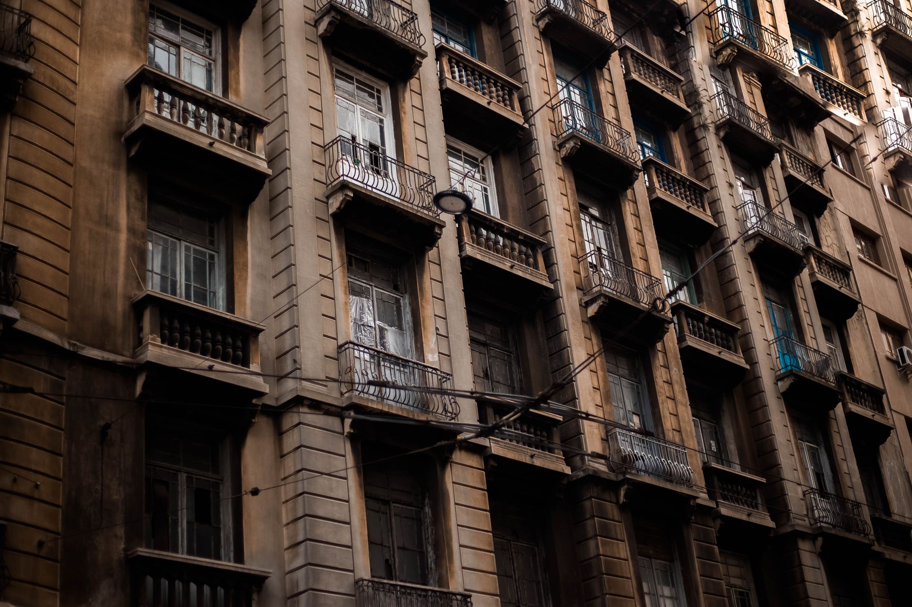 Historic apartment house on a southern downtown street