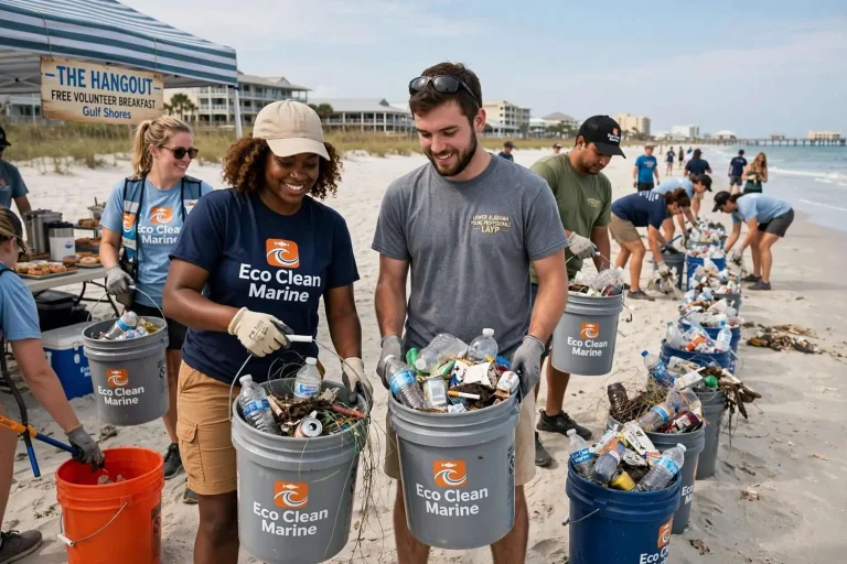 Illustration for the news story: Volunteers Haul 65 Buckets of Trash From Gulf Shores Beach in Eco-Marine Cleanup
