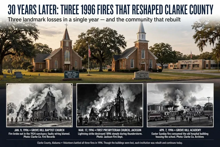 Illustration for the news story: 30 Years Later: Three 1996 Fires That Reshaped Clarke County